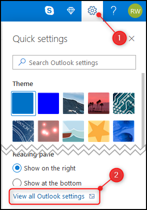 Outlook's "View all Outlook settings" option.
