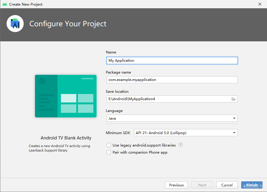 改个名字，点击Finish