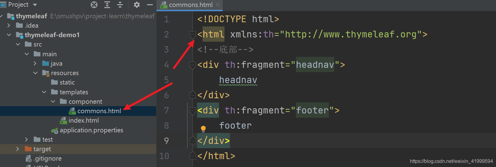 Spring Boot Fragments 在springboot中使用thymeleaf的组件(fragment)_th:fragment=