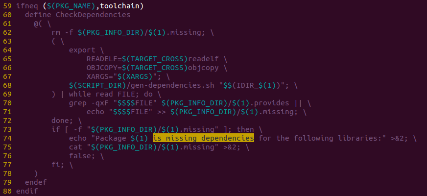 OpenWrt:Package XXX is missing dependencies for the following libraries ...
