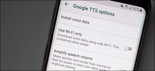 A Samsung S9 showing the Android TTS engine options menu