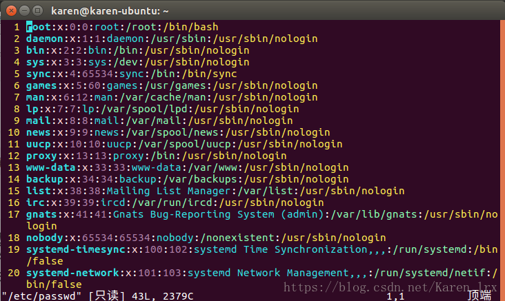 vim /etc/passwd