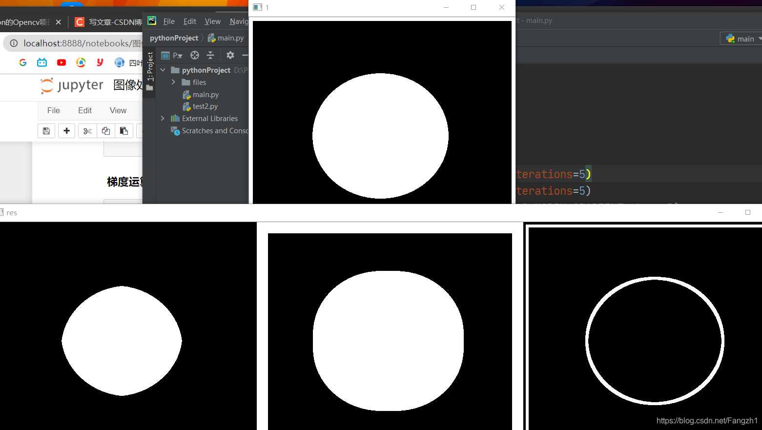 分别为腐蚀，膨胀，梯度