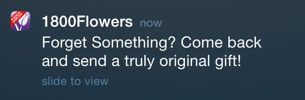iOS Push Notification: Forget Something? Come back and send a truly original gift