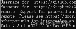 fatal: Authentication failed for 'https://github.com/xxx/xxx/'