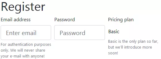 First row of Bootstrap form component styled using grid classes