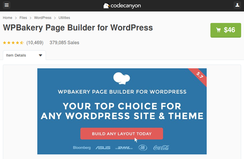 CodeCanyon上的WPBakery页面生成器