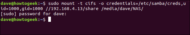 mounting a samba share in a terminal window