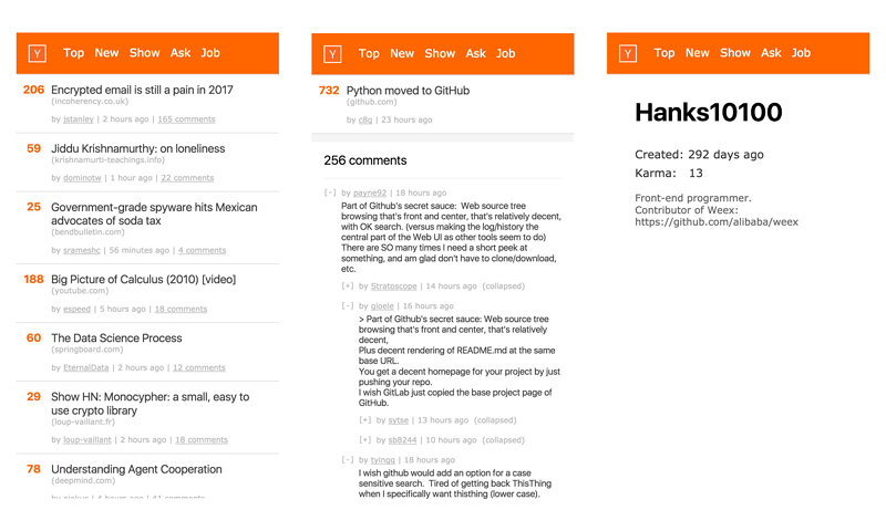 weex-hackernews screen shot