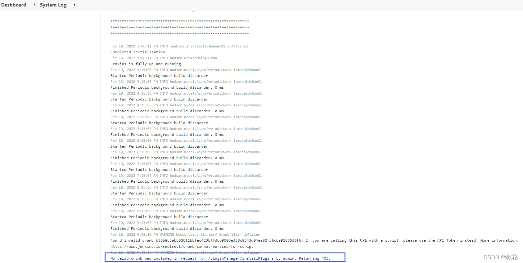 CICD03Jenkins 故障排除_class hudson.security.csrf.defaultcrumbissuer is mCSDN博客