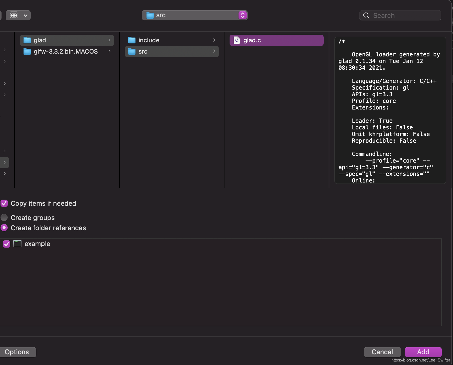 添加 glad.c 文件