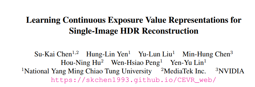 Learning Continuous Exposure Value Representations for Single-Image HDR ...