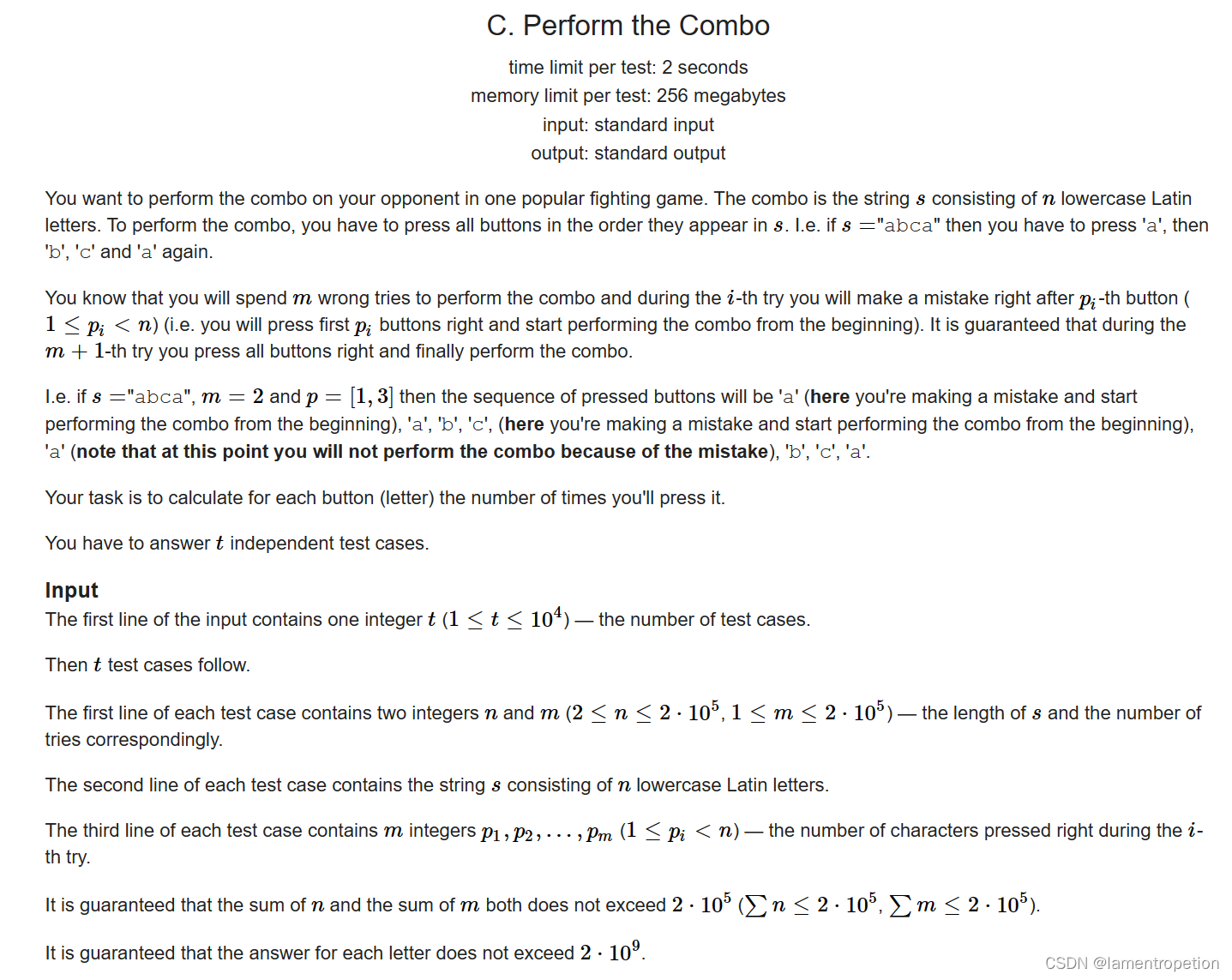 【sorting+暴力】CF624div3 C. Perform the Combo-CSDN博客