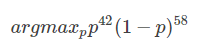 argmaxpp42(1−p)58argmaxpp42(1−p)58