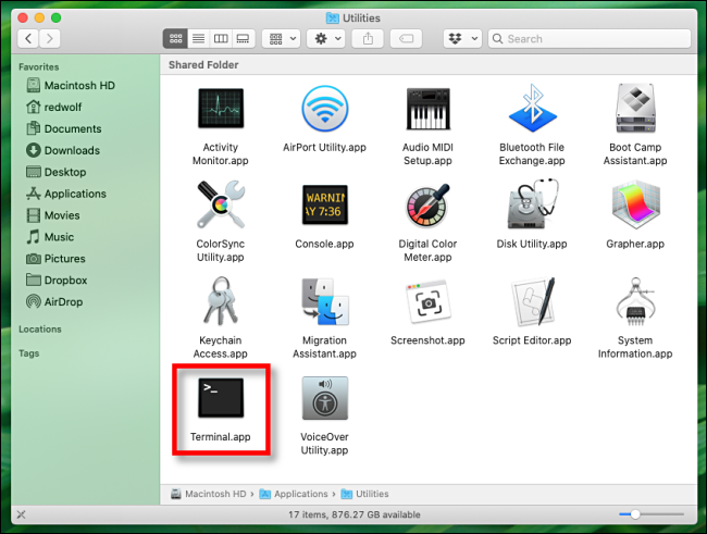 Double click the Terminal icon in the Applications/Utilities folder.