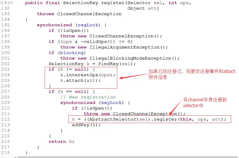 channel 的 register 方法
