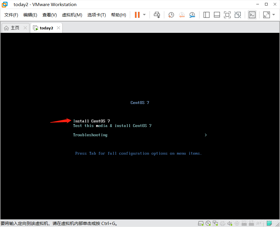 选择第一个Install CentOS 7