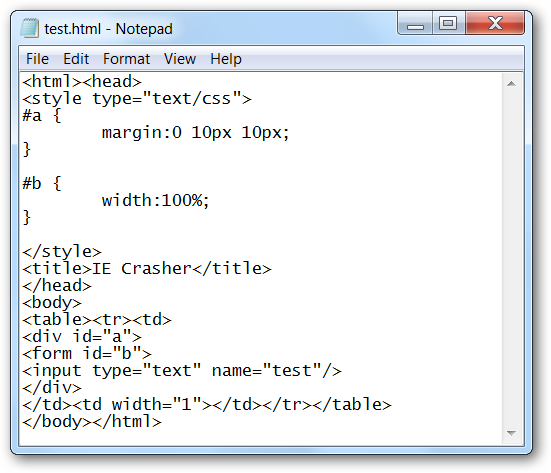 Ieb Html Syntax 如何使用简单HTML崩溃任何版本的Internet Explorer-CSDN博客