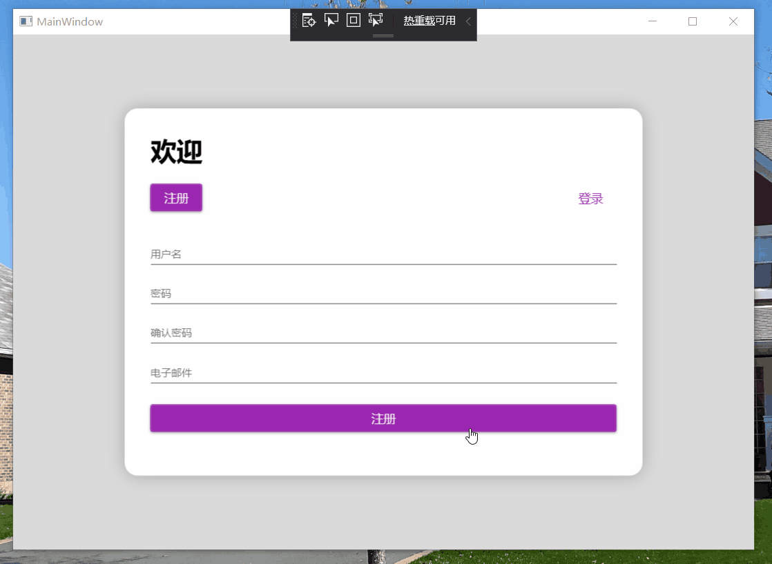 C# WPF实用的注册窗体