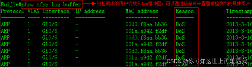 锐捷交换机——安全功能：NFPP