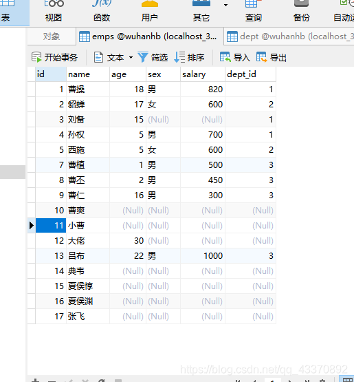 数据库中的数据