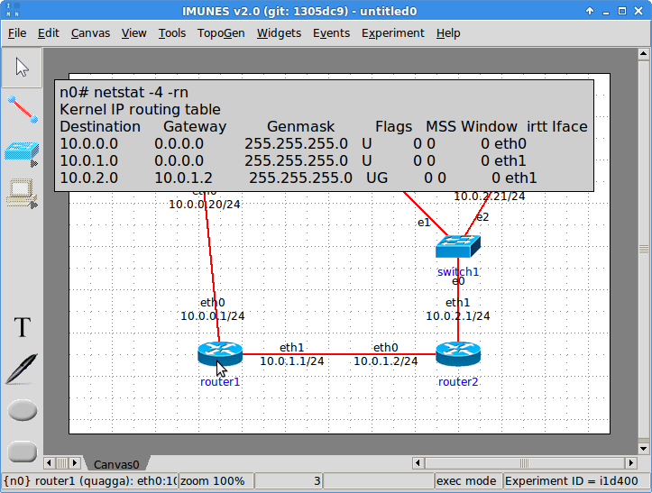 Routing table widget