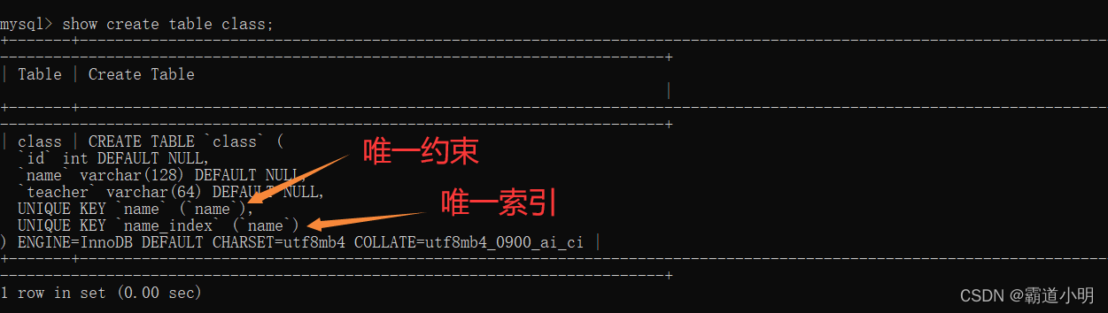 【MySQL】轻松学习 唯一索引