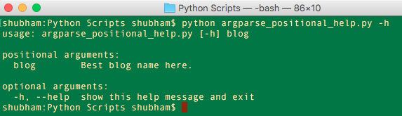 python argparse module positional argument help option