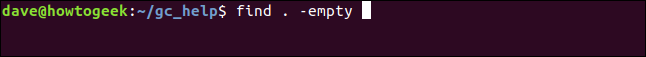 find . -empty in a terminal window