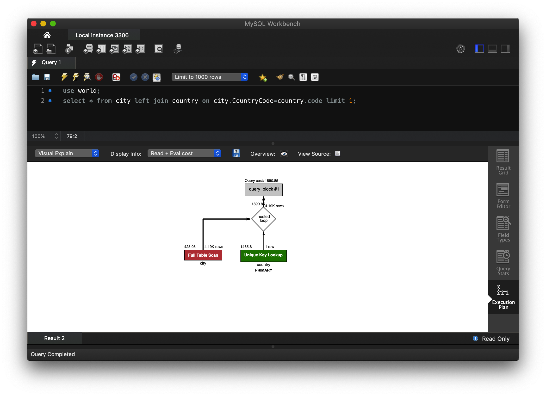 MySQL Workbench 中执行计划的可视化展示