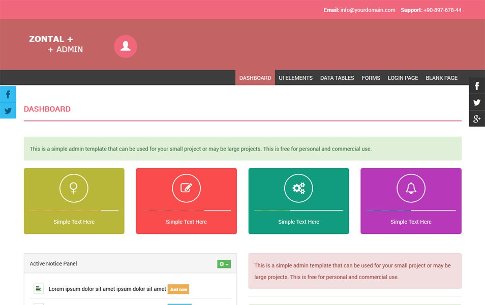 Zontal Admin – Free Responsive Admin Template