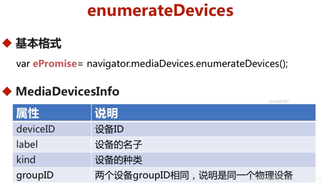WebRTC 获取设备方法