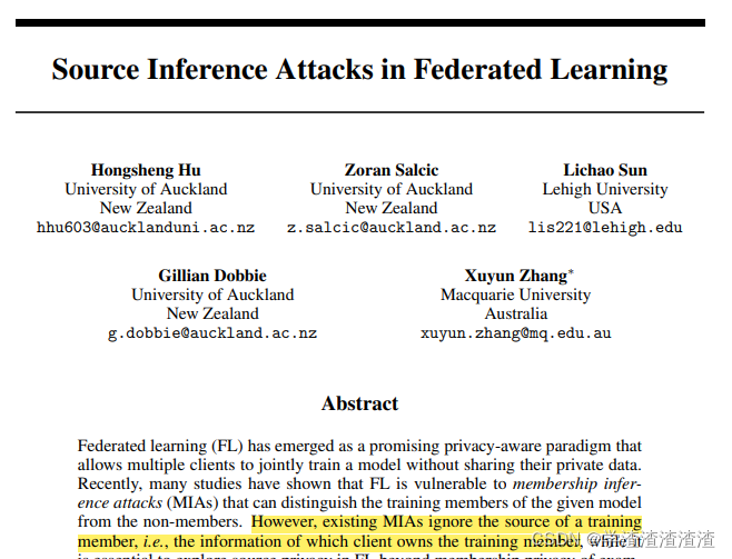 【论文阅读】Source Inference Attacks in Federated Learning-CSDN博客