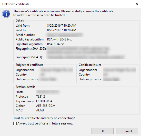 Site Certificate Dialogue