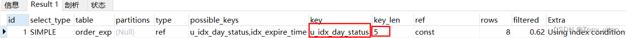 联合索引的三个字段中，中间字段没有用上，出现了一个字段的跳跃，那么从跳跃往后的所有字段都不会走索引，所有只有第一个字段insert_time的查询使用了索引