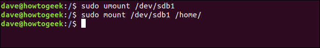 sudo umount /dev/sdb1 in a terminal window