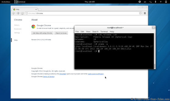 Google Chrome Beta Running on Fedora 18