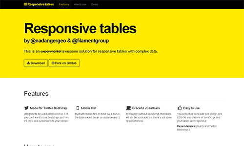 响应式表格jQuery插件 - Responsive tables