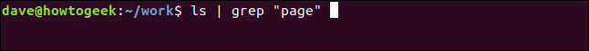 ls -l | grep "page" in a terminal window