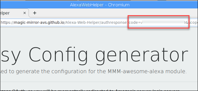 URL showing Alexa device code.