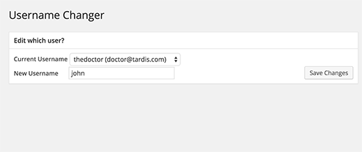 Changing a username in WordPress with Username Changer plugin