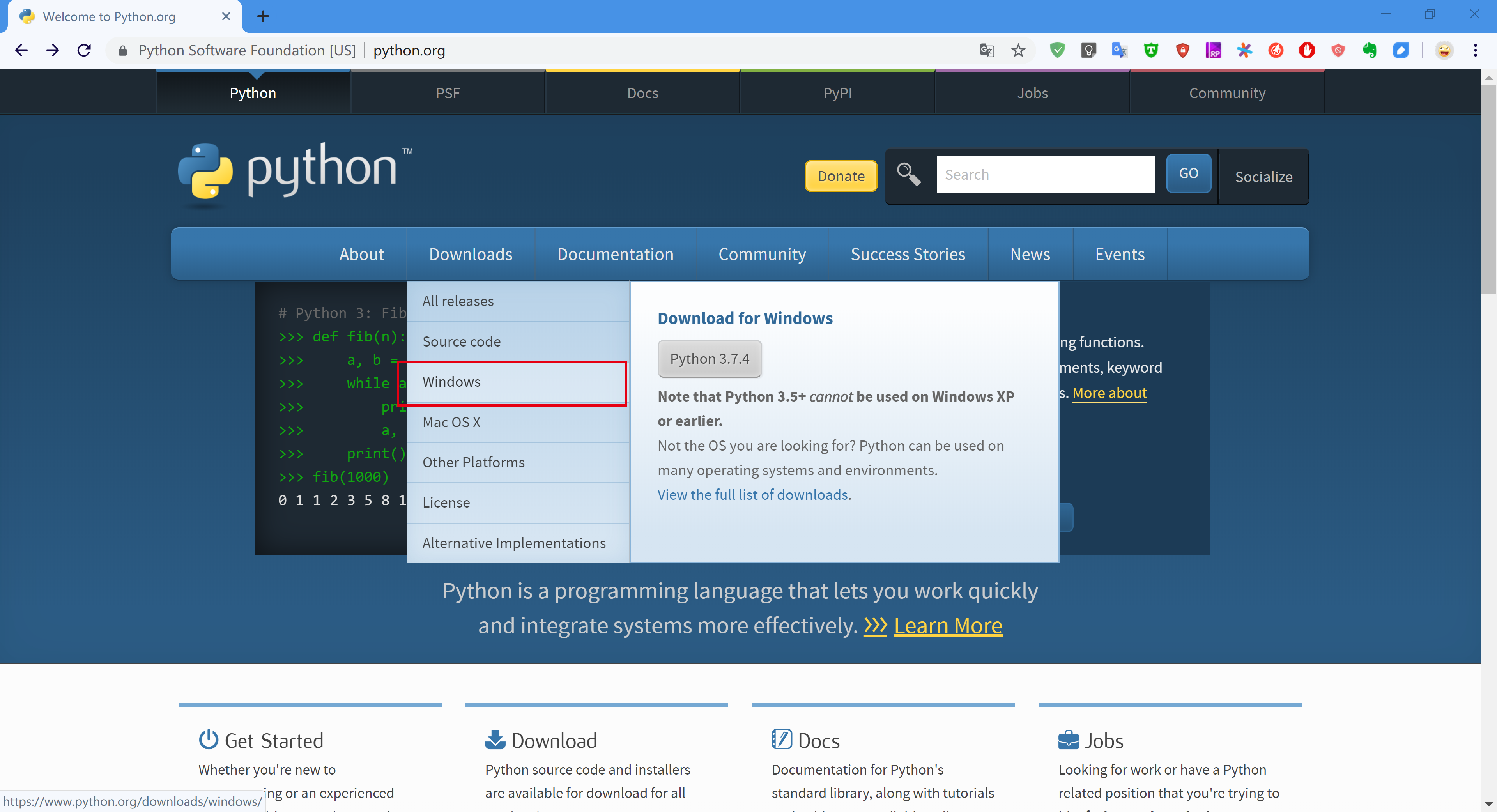 Windows版本Python解释器 Windows版本Python解释器