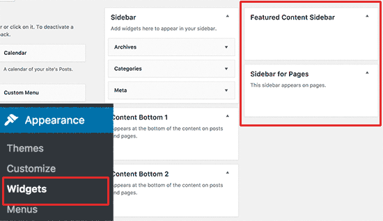 Add widgets to custom sidebar Add widgets to custom sidebar