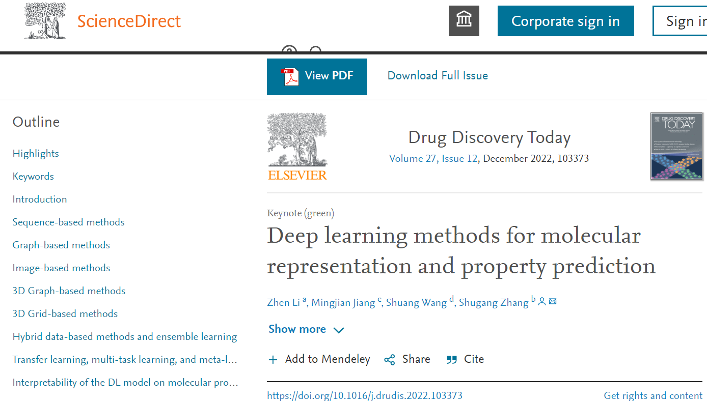 Drug Discov. Today2022 | Deep learning methods for molecular ...