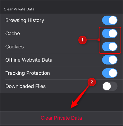 Clear cache and cookies mobile