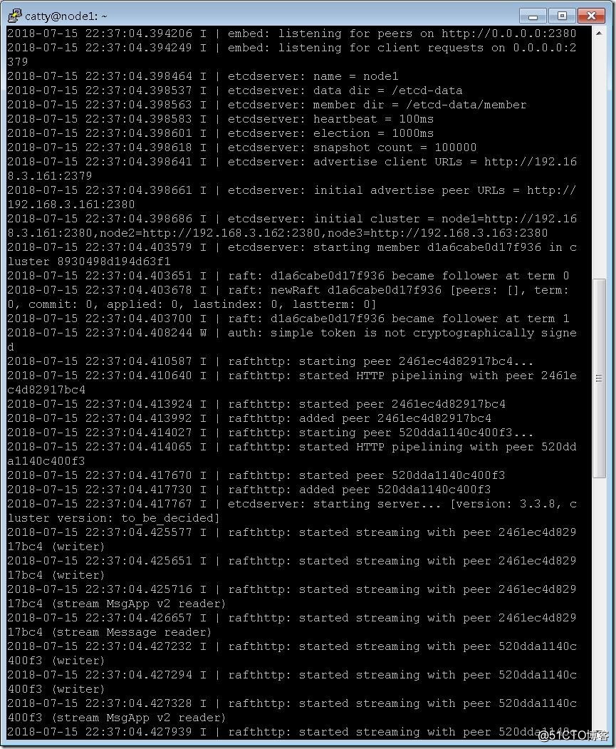 图2-节点node1上etcd容器运行日志2