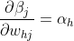 \frac{\partial \beta _{j}}{\partial w_{hj}}=\alpha _{h}