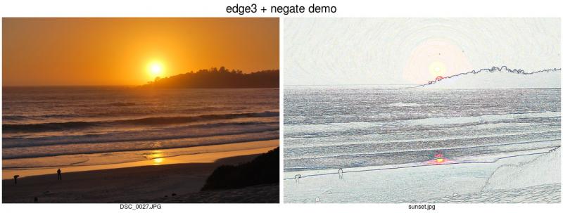 Using the edge and negate options on an image.