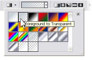 Figure 7. Selecting the Foreground to Transparent gradient option