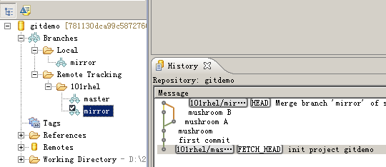 Eclipse上GIT插件EGIT使用手册之十一_Fetch和Rebase